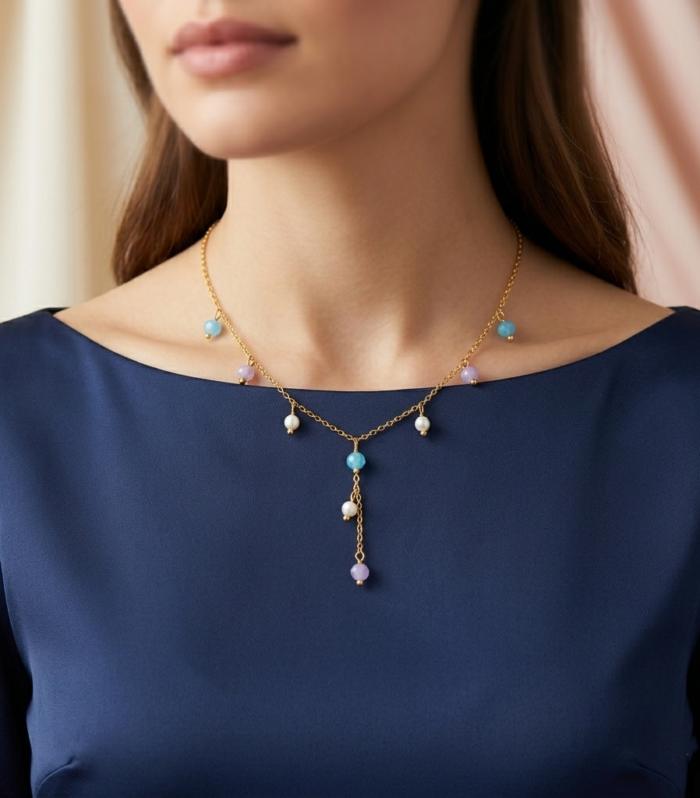 Miri Beaded Chain Necklace Aazuvi