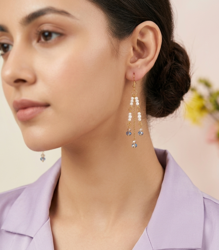 Crystal Pearl Earring Aazuvi