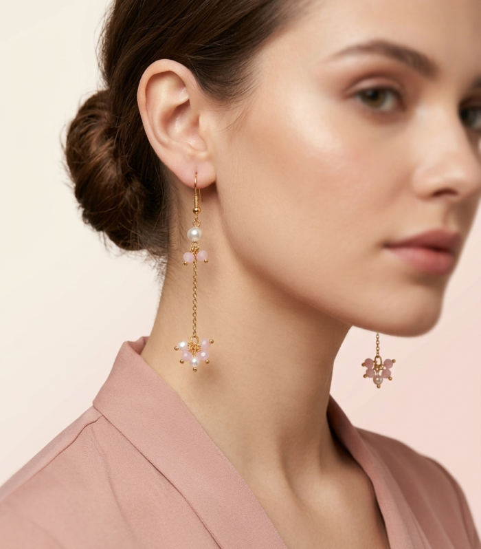 Pearl Chain Drop Earrings Aazuvi