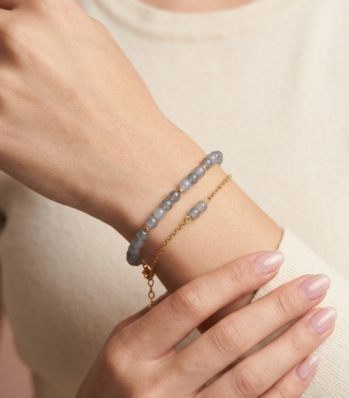 Minimal Moon Bead Bracelet Aazuvi