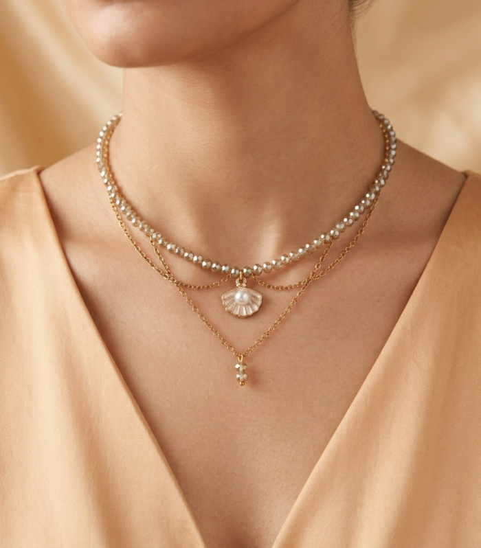 Pearl Shell Pendant Necklace Aazuvi