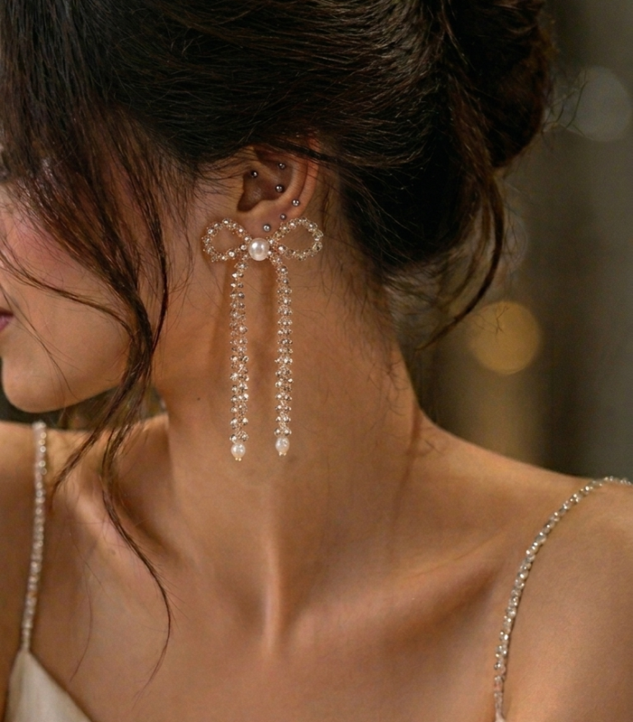 Crystal Bow Earrings Aazuvi
